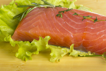  Salmon fillet garnished