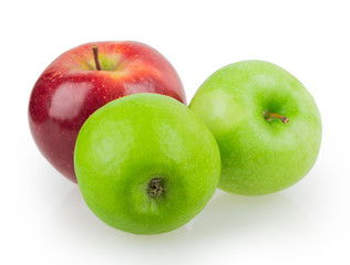 three apples red green