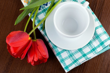 towel, mug, flower