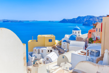 Greece Santorini island in Cyclades,wide view of white orthodox © korpithas