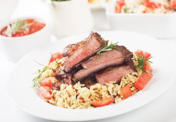 Roasted ribs with risotto