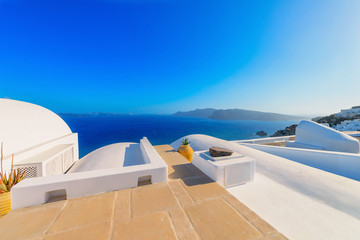 Greece famous Santorini island in Cyclades, panoramic view of tr © korpithas
