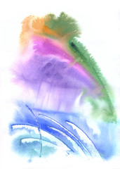 Colorful water color pouring on a paper a background overflowing