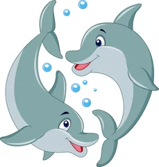 Foto op Canvas Leuke cartoon dolfijnpaar © tigatelu