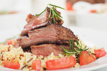 Roasted ribs with risotto