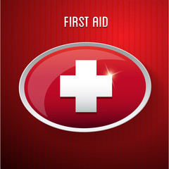 First aid medical button sign isolated
