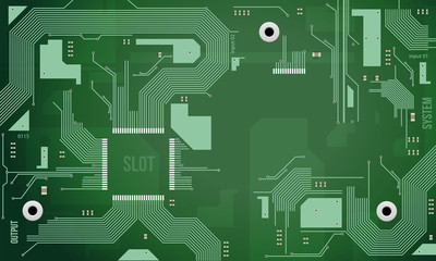 Printed Circuit Board Vector Background Green