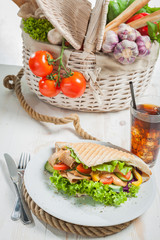 Kebab in grilled pita bread
