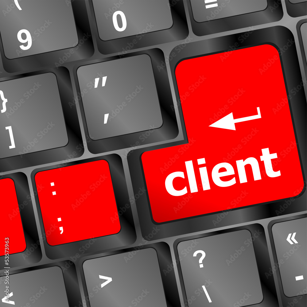 Poster client button on computer keyboard