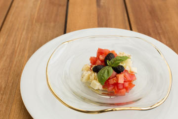 Fresh mozzarella and tomatoes tartar
