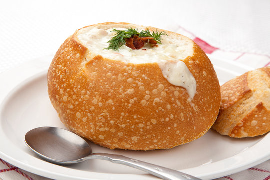 Clam Chowder In Bread Bowl