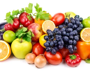 Foto auf Acrylglas Set mit verschiedenen Obst- und Gemüsesorten © alinamd