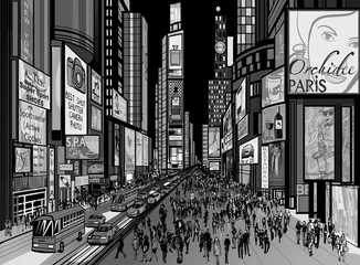 Papier Peint photo autocollant Art Studio New York - vue nocturne de Times Square