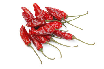 Dried Red hot Chilli Pepper on white Background