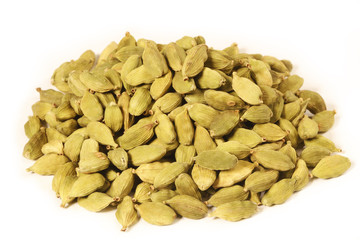 Green Cardamon Pods Isolated on white Background