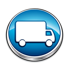 Blue delivery truck icon.