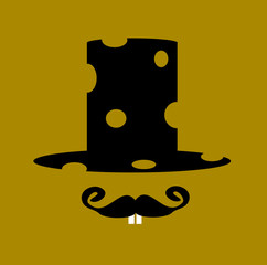 man with buck teeth and top hat with holes