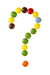 Question mark made of candies