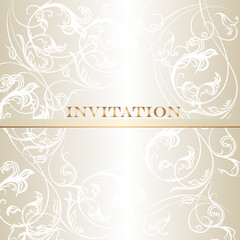 Elegant wedding invitation card in pastel white tones