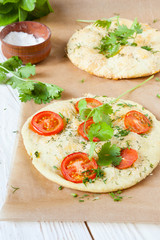 Italian focaccia with tomatoes