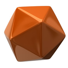 Illustration of orange geometric figure. Icosahedron