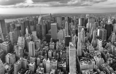 Poster New Yorkse stad. Prachtig panoramisch luchtfoto van Manhattan Midt © jovannig