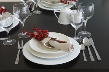 The table is set for a western style dinner