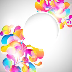 Card background. Abstract bright color drops and clean place