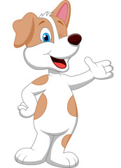 Cute dog cartoon waving hand