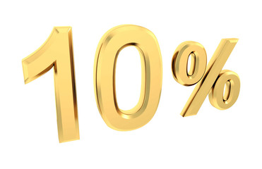 Gold percent isolated on white