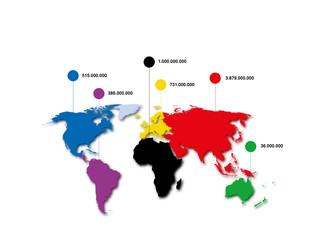 Fototapeta na wymiar World map, World population
