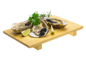 Oysters with black cavair
