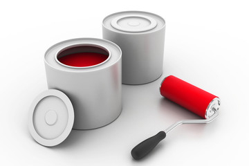 paint roller and can