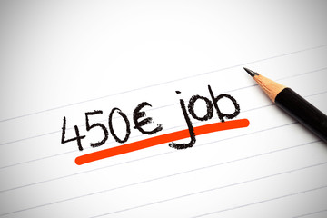 Obraz premium 450 euros job written on paper