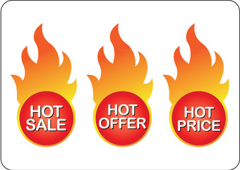 hot sale, hot offer and hot price signs
