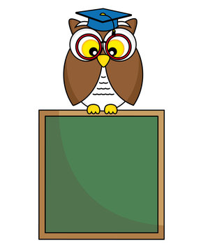 back to school. Owl with glasses and graduation cap