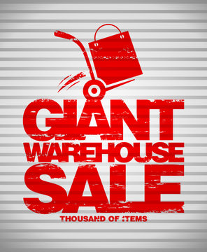 Giant warehouse sale design template with hand truck
