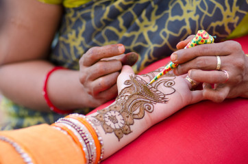 henna application, wedding, bride , Rajasthan, India