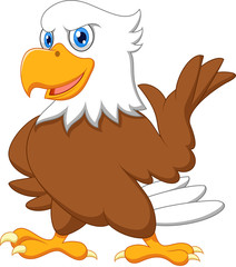 Naklejka premium Cute eagle cartoon waving