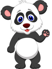 Fototapeta premium Baby panda waving hand