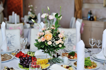 bridal wedding bouquet on the table