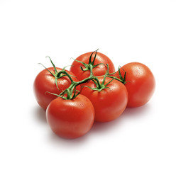 five tomatoes on a vine