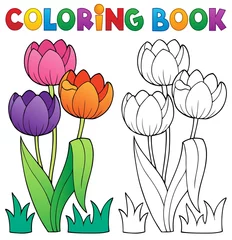 Papier Peint photo Pour enfants Coloring book with flower theme 4