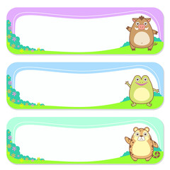 cute animals set of banner elements