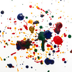Colorful ink drops on white backround