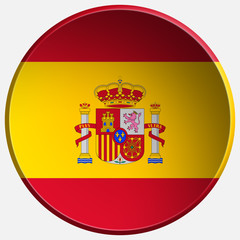 spain 3d round realistic flag button