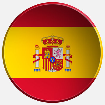 Spain 3d Round Realistic Flag Button