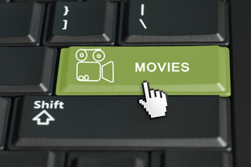 Movies button on a keyboard with mouse cursor