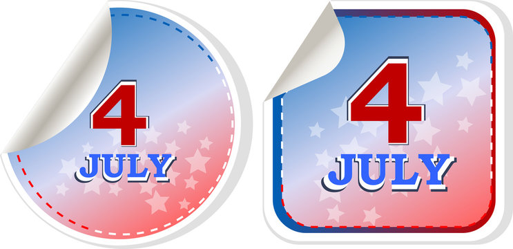 independence day badge on patriotic background - stickers set