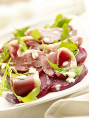 Duck breast salad with red cabbage